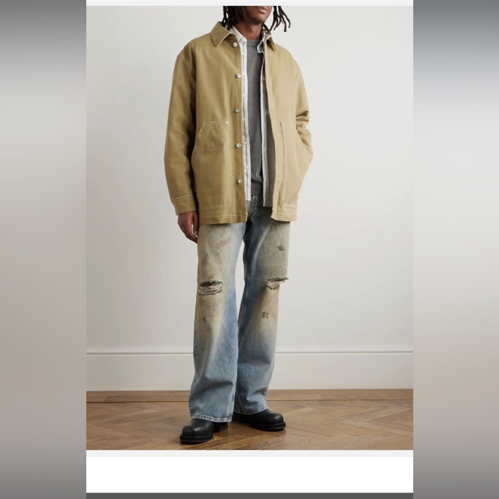 ISABEL MARANT Lawrence Logo-Embroidered Cotton-Canvas Overshirt Size L